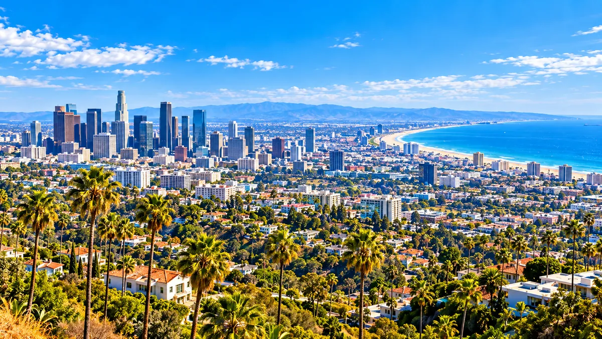Vista aerea di Los Angeles prevista durante il Giro del Mondo Costa 2026-27