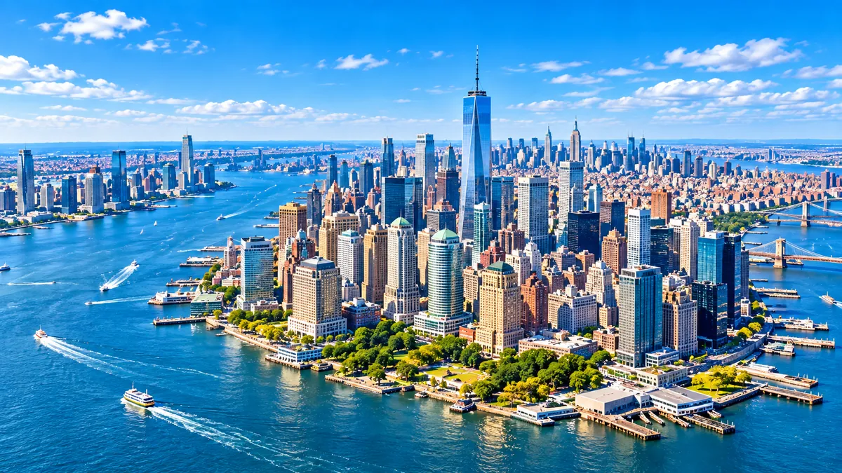 Vista aerea di New York prevista durante il Giro del Mondo Costa 2026-27